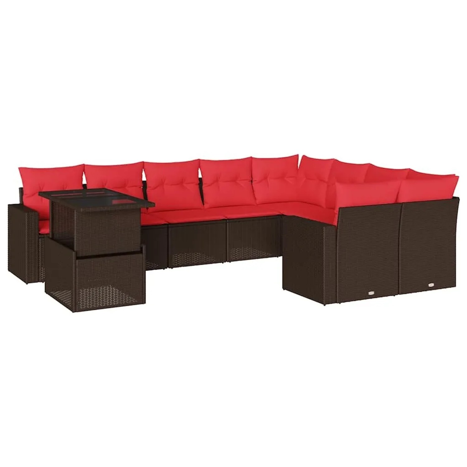 vidaXL 10-Tlg Gartensofa-Set mit Kissen Braun Polyrattan 3267514 günstig online kaufen