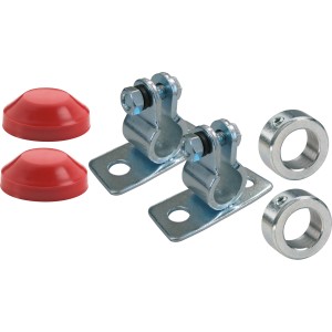 Montageset für Achsen, 6-teilig: Stellringe, Starlockkappen, Aufladeböcke für Rollen und Räder.