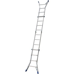 Krause Gelenk-Teleskopleiter Stabilo, 4x4 Sprossen, vielseitig einsetzbar als Anlege-, Stehleiter oder Arbeitsbühne.