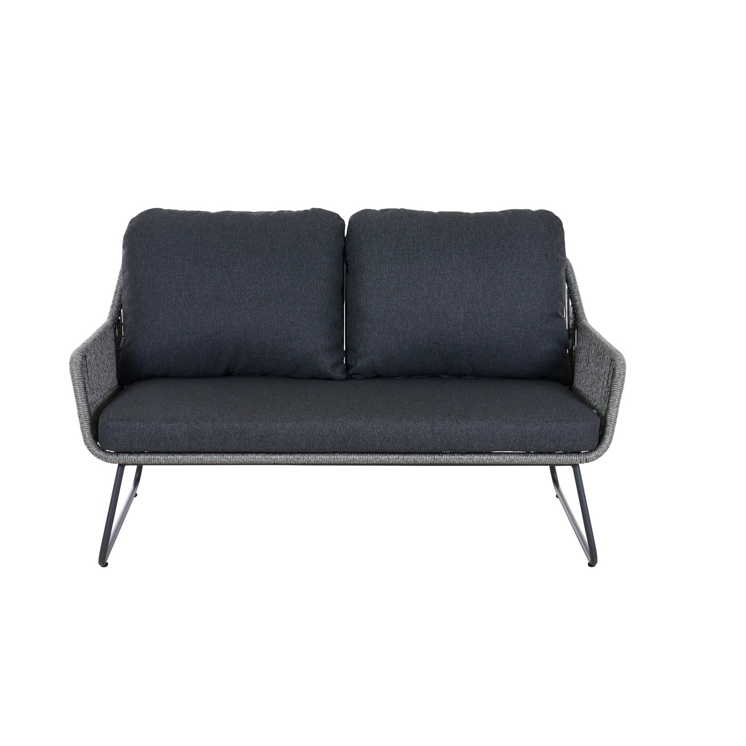 Graues Siena Garden 2-er Loungesofa Kansas mit Kissen, ideal für Garten & Terrasse.
