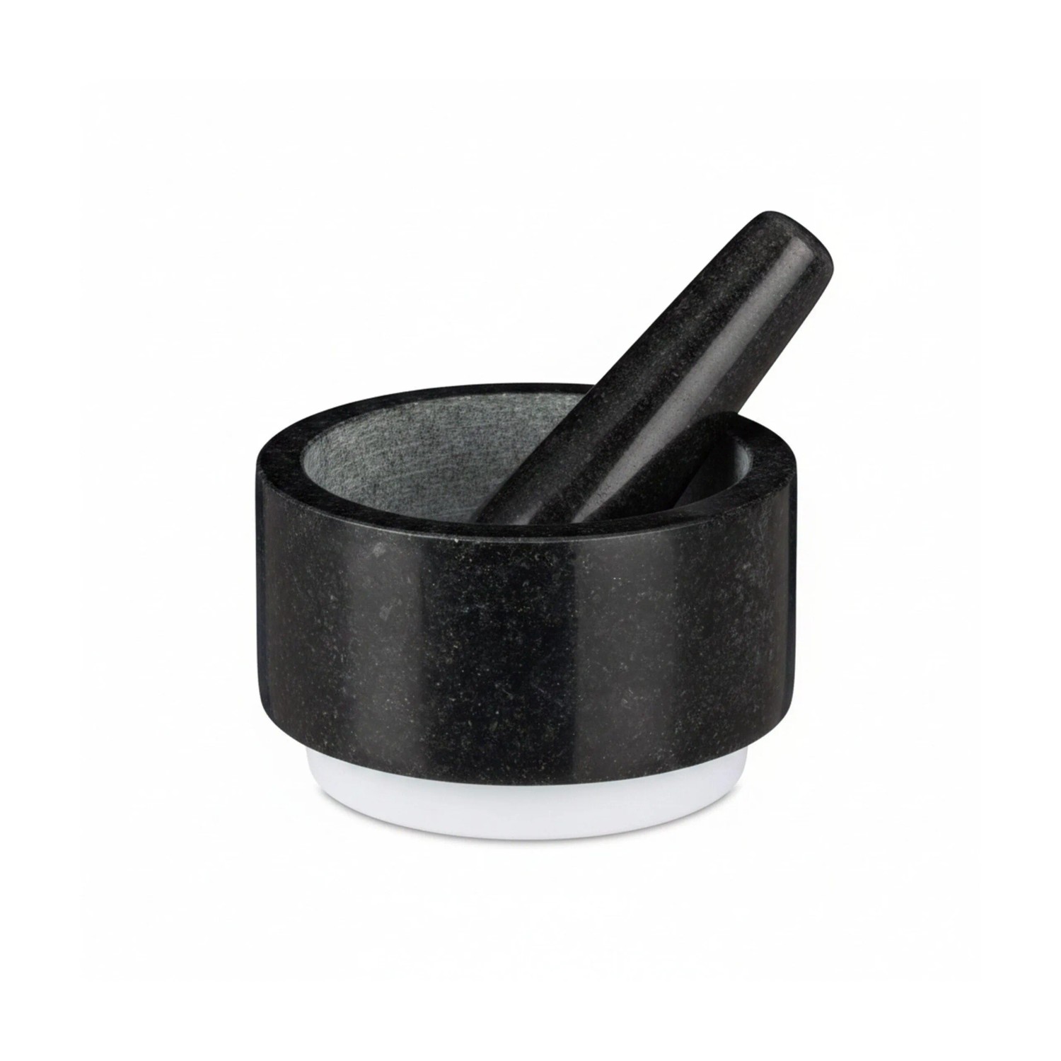 Relaxdays Mörser mit Stößel Granit Schwarz Weiß Rutschfest 8,5 cm x 14 cm 2,1 kg