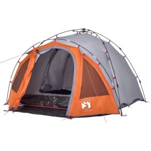 Grau-oranges 3-Personen Kuppelzelt von vidaXL für Camping & Outdoor-Abenteuer.