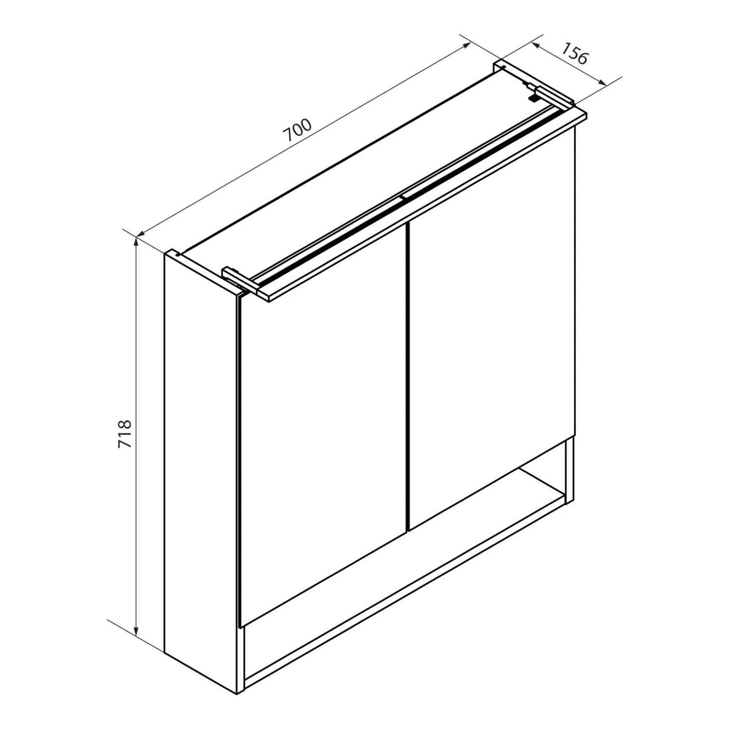Fackelmann LED-Spiegelschrank B.Paris, 70x72cm, Schwarz/Eiche, Badmöbel-Set mit Beleuchtung und Stauraum.