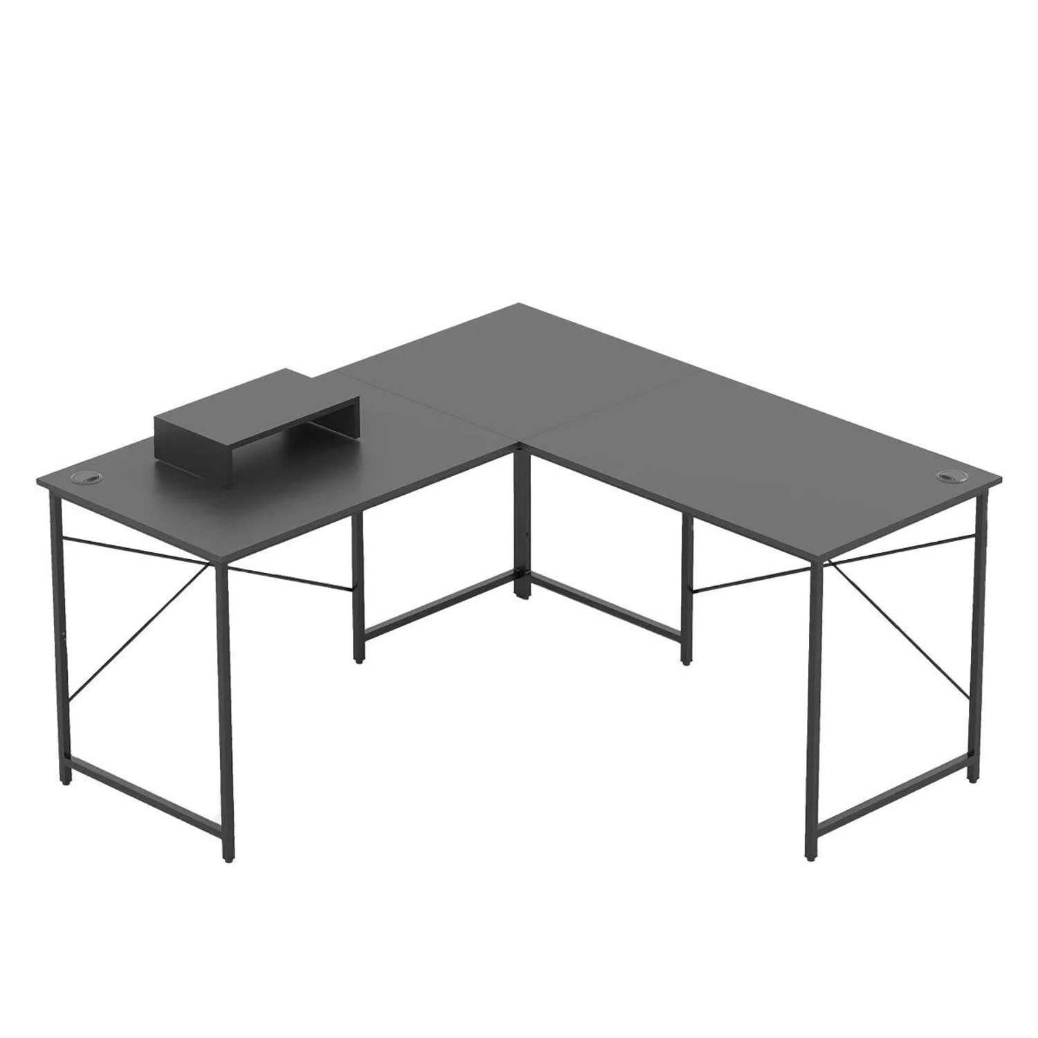 Costway Schreibtisch L-Form Reversibler Eckschreibtisch Ecktisch Grau