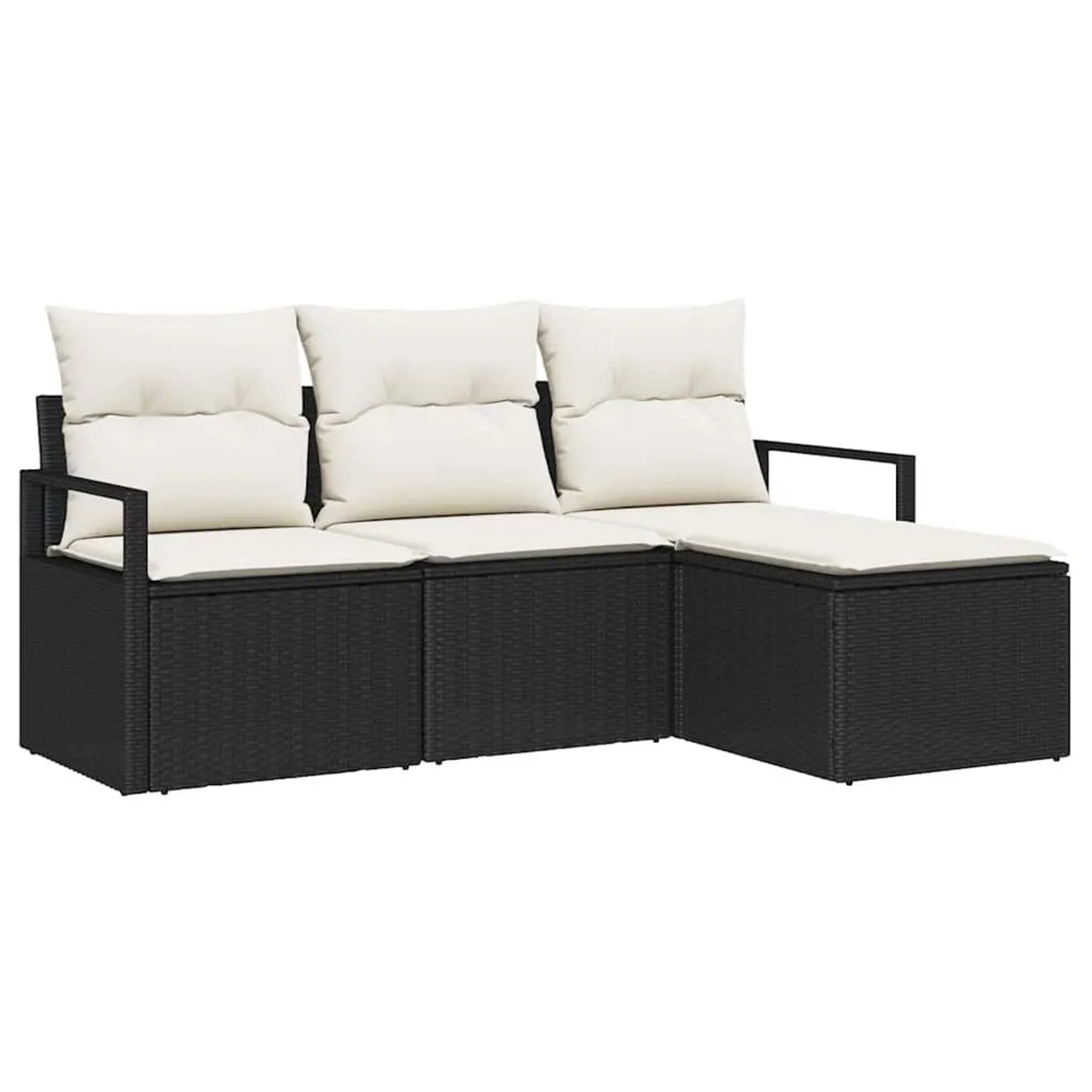 Thumbnail - vidaXL Sofa Set mit Kissen 4 Stk Schwarz und Creme Poly-Rattan 3354996