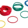 Mehrfarbiges LUX Gummiband-Sortiment in Gelb, Rot, Grün und Blau, verschiedene Größen.