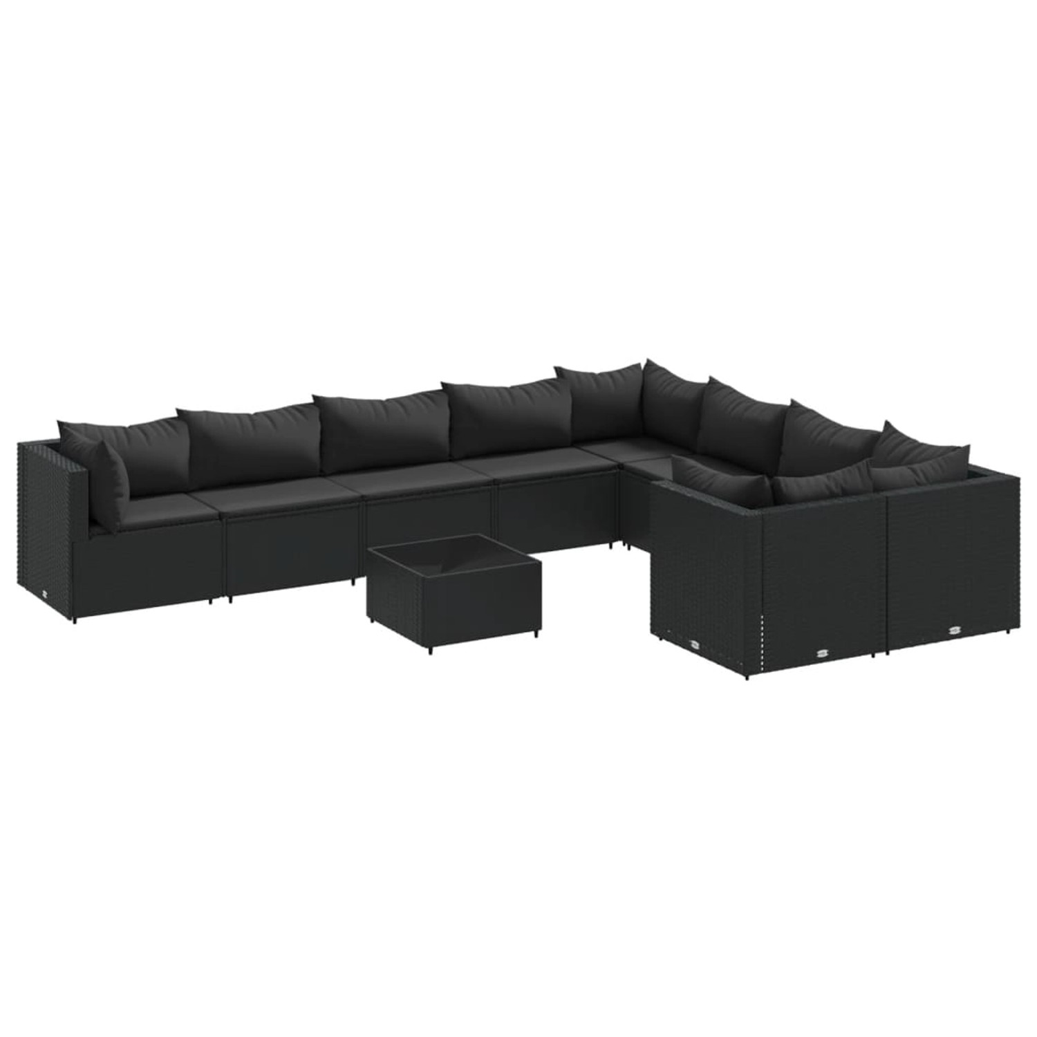 vidaXL 10-tlg Garten-Sofagarnitur mit Kissen Schwarz Poly Rattan Modell 142 günstig online kaufen