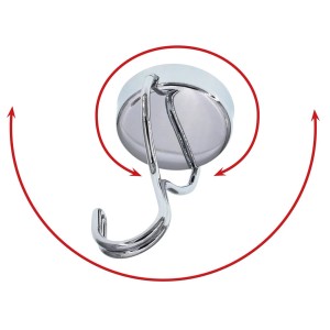 Drehbarer Tifler Magnethaken, verchromt, bis 30 kg belastbar, für flexible Aufhängung.