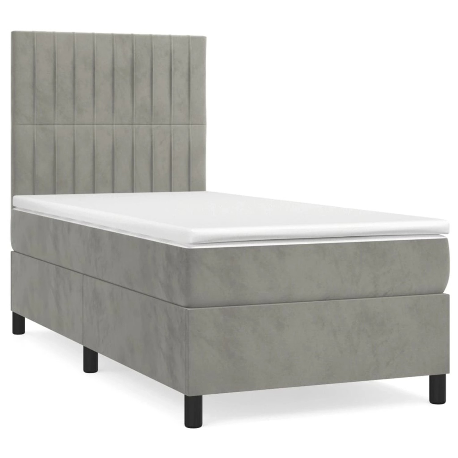 vidaXL Boxspringbett mit Matratze Hellgrau 100x200 cm Samt 3143127 günstig online kaufen