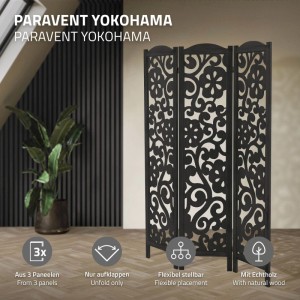 ML-Design Paravent 3-Teilig Yokohama Raumteiler Natur 172x121 cm aus Paulownia-Holz