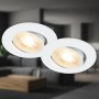 2er-Set weiße Brilo LED-Einbauleuchten Besi, schwenkbar, 8 cm Durchmesser.