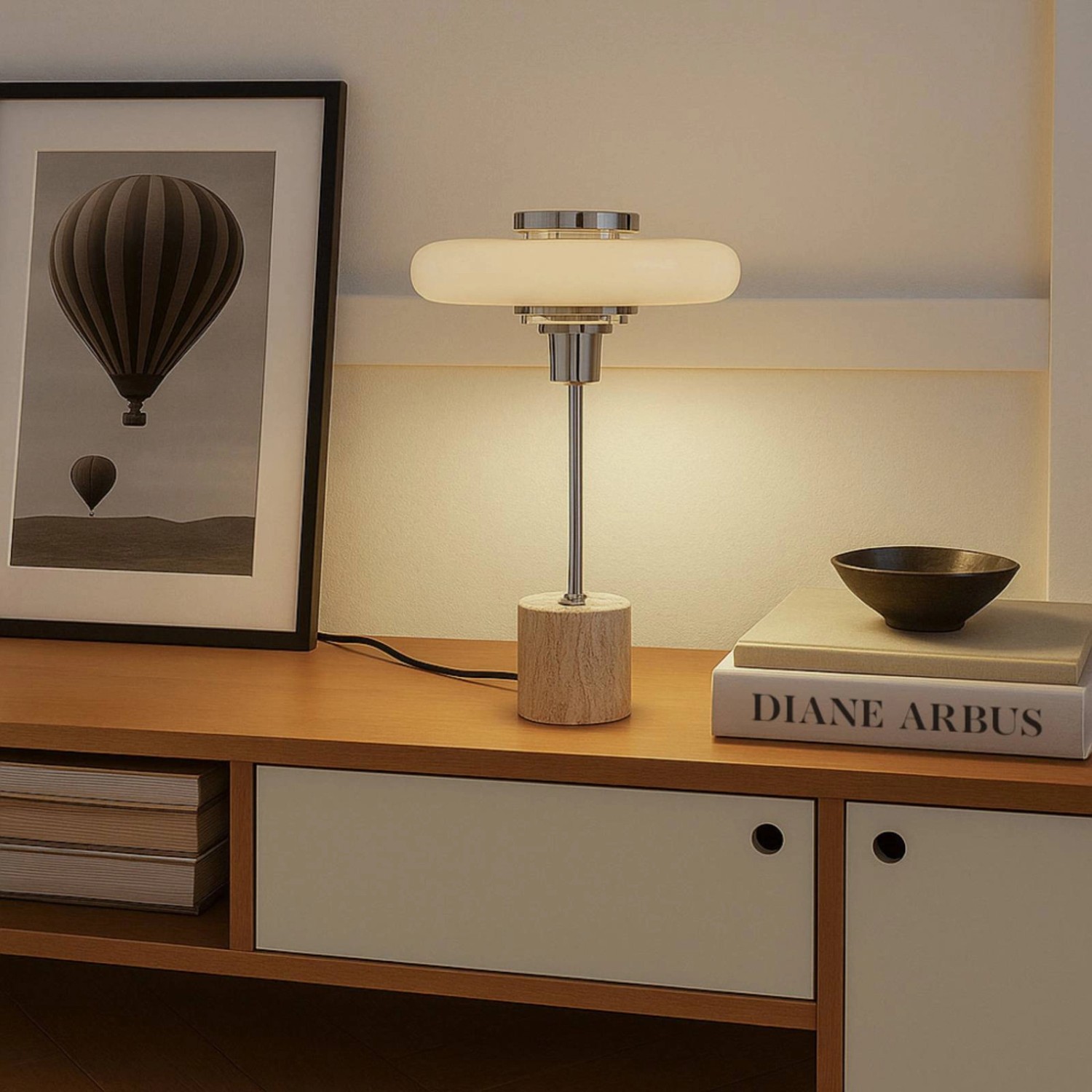 Lindby Tischlampe Branford 10041888 Retro Vintage Antik in Creme aus Metall 1-flammig E14 Wohnzimmerleuchte_3