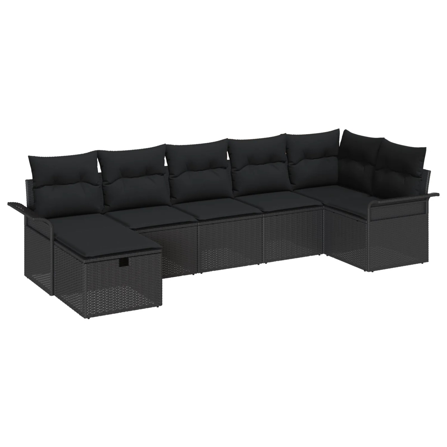 vidaXL Garten-Sofa-Set mit Kissen 7-Tlg Schwarz Poly Rattan 3360234 günstig online kaufen