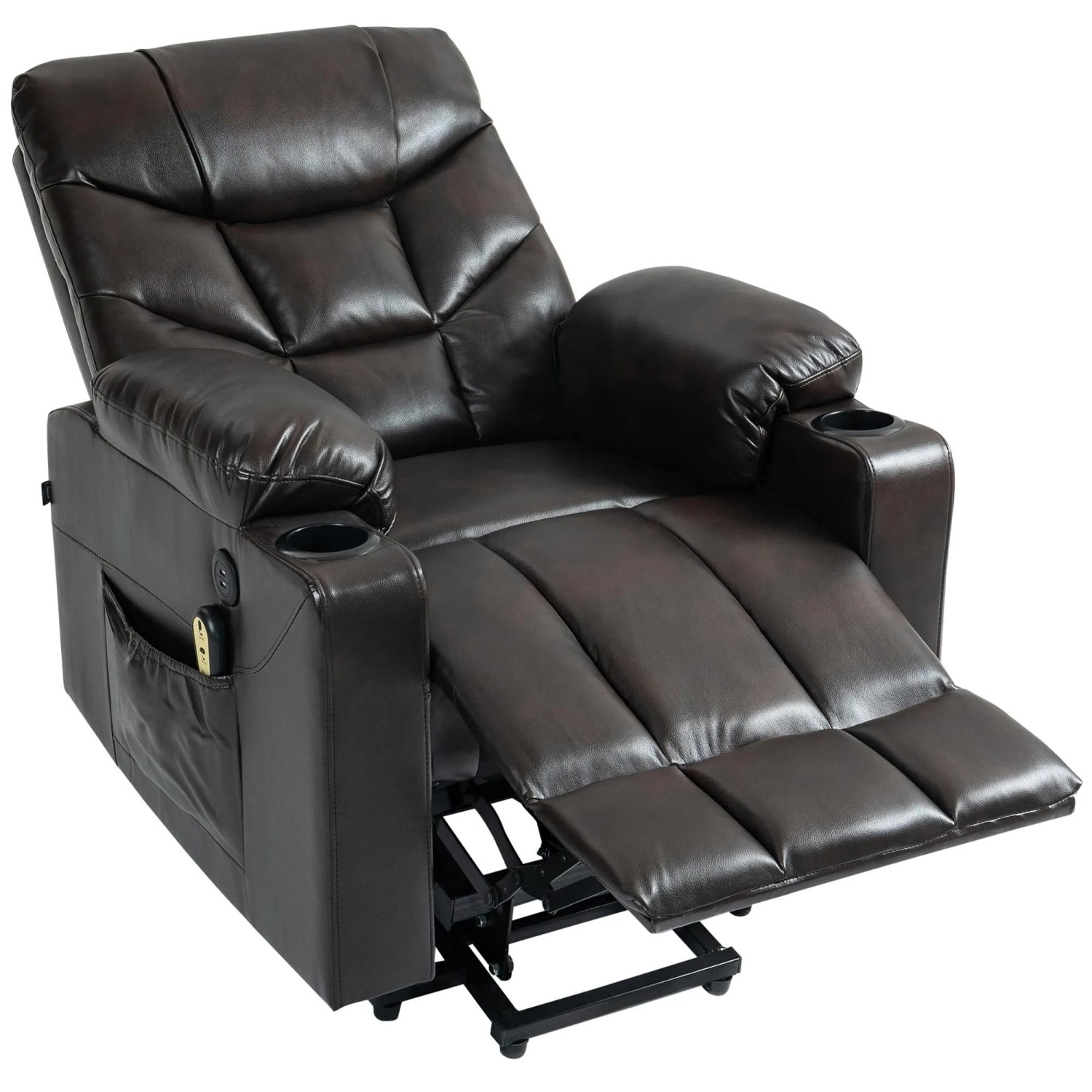 DELUKE Lounger Sessel POZNAN Kunstleder Braun 84x95x104cm Loungesessel Wohnzimmer Bequem Lounger Clubsessel Sofa