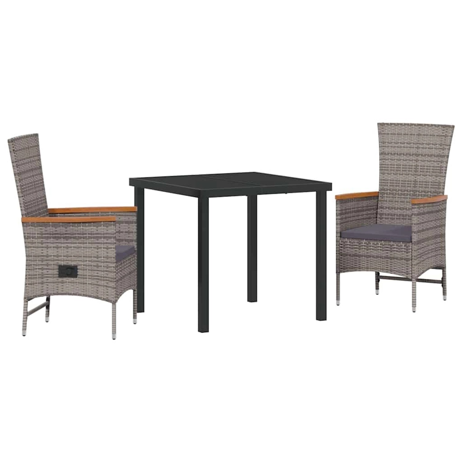vidaXL Garten Essgruppe mit Kissen 3-Tlg Grau Poly Rattan 3379436 günstig online kaufen