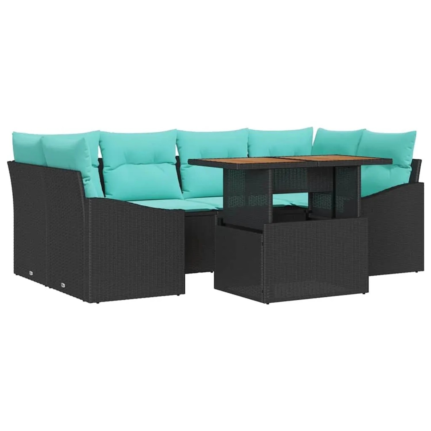 vidaXL Garten Essgruppe mit Kissen 7-Tlg Schwarz und Teal 3349794