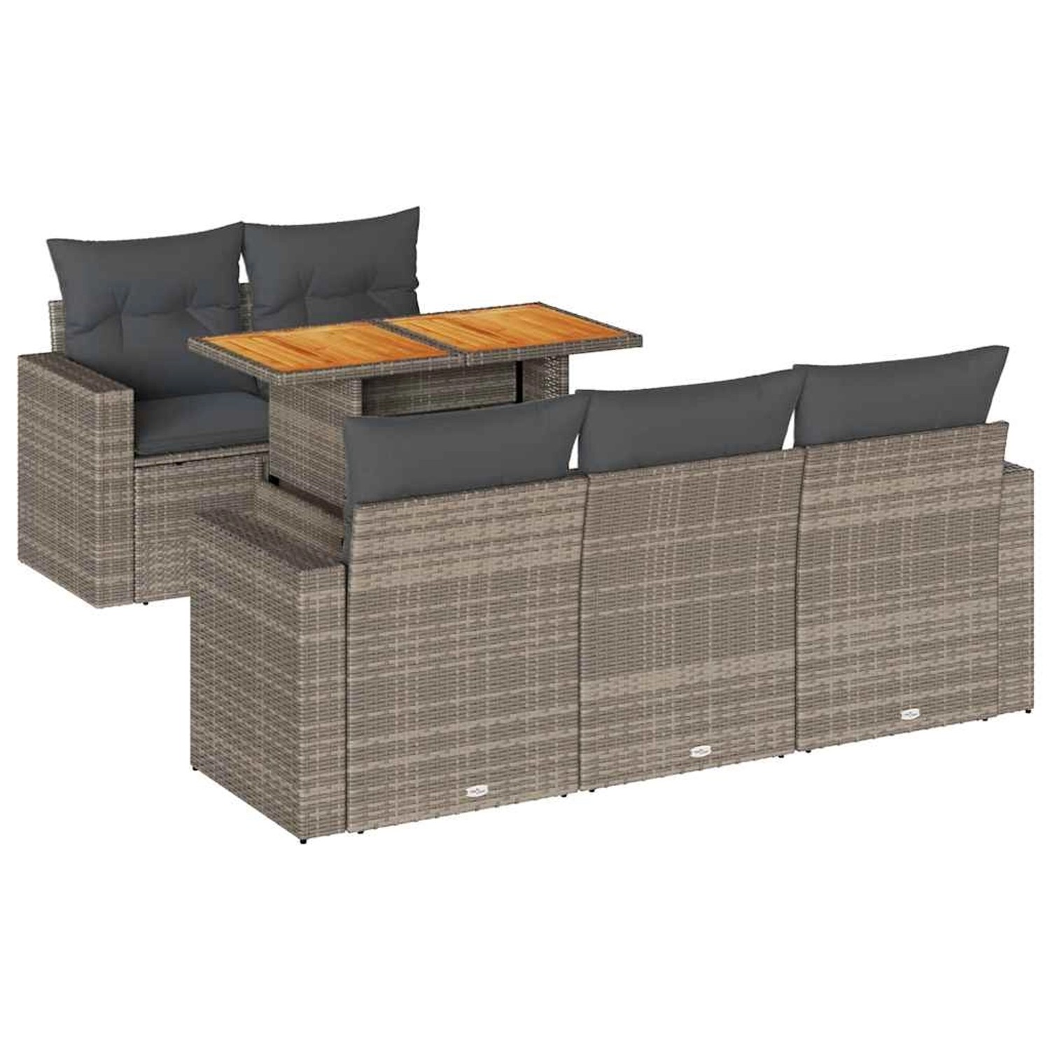vidaXL 6-Tlg Garten-Sofagarnitur mit Kissen Grau Poly Rattan 3326993 günstig online kaufen