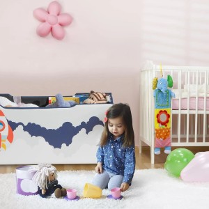 Costway Spielzeugkiste Gepolstert Raketen Planeten Blau