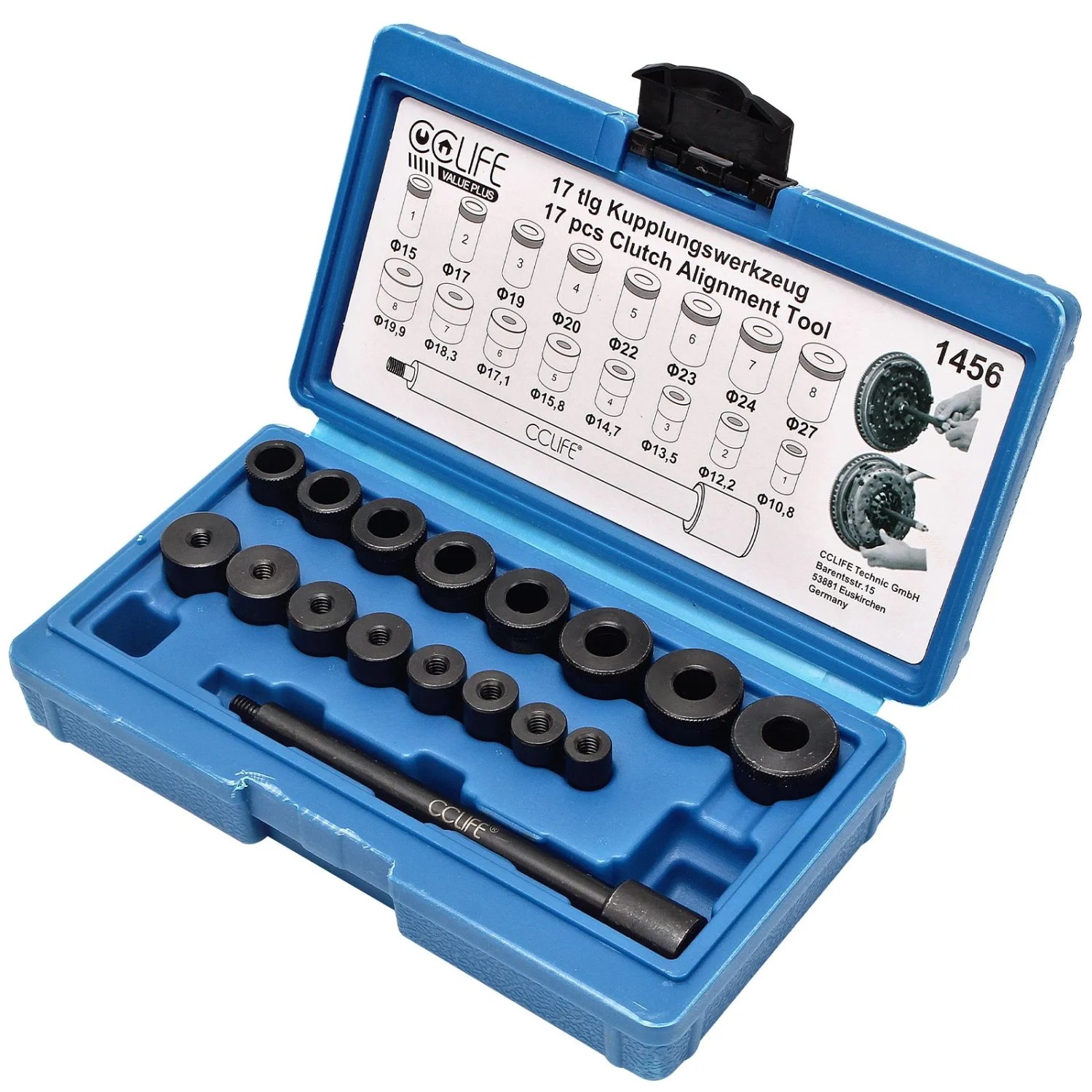 CCLIFE 17 tlg Universal Kupplung Zentriersatz Zentrierwerkzeug Zentrierdorn KFZ