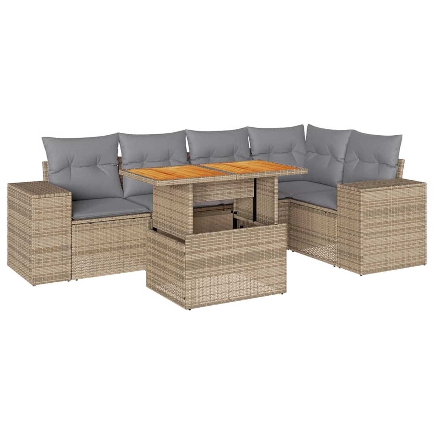 vidaXL 6-Tlg Garten-Sofagarnitur mit Kissen Beige Poly Rattan 3327377 günstig online kaufen