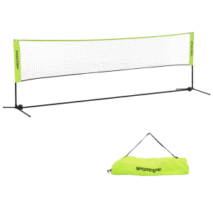 Gelbes, höhenverstellbares Badmintonnetz aus Metall mit Oxfordstoff und passender Tragetasche für Spiel & Spaß.