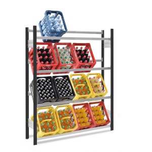 PROREGAL Getränkekistenregal mit 4 Ebenen, anthrazit/verzinkt, für 16 Kisten. Stecksystem.