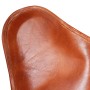 Detailaufnahme: Brauner Butterfly-Sessel aus Echtleder, handgefertigt, Teil der Relaxsessel-Kategorie.