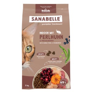 Sanabelle Katzen-Trockenfutter Indoor mit Perlhuhn & Preiselbeeren 2 kg