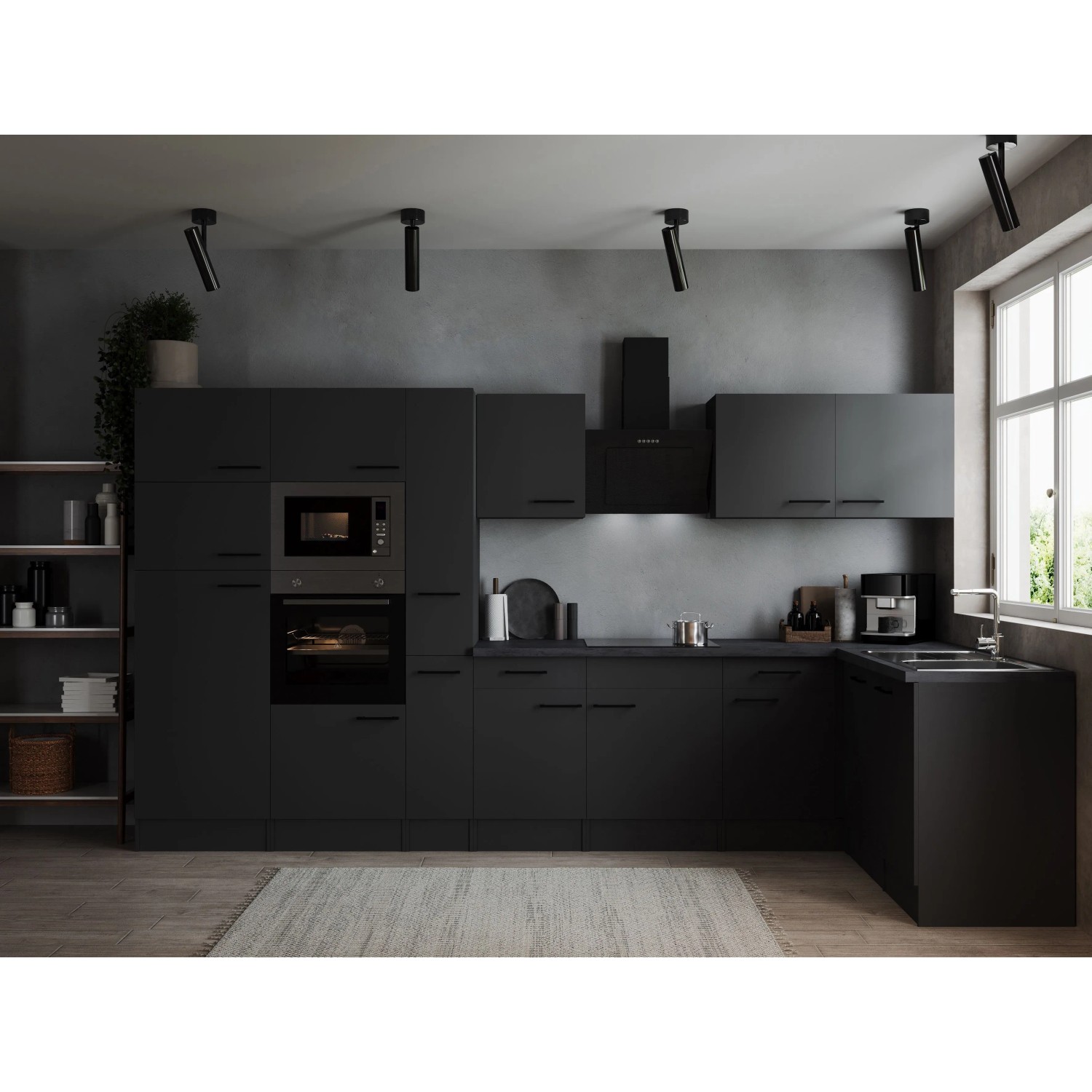 Respekta Winkelküche Oliver 370 cm Grau Matt