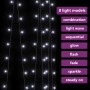 vidaXL LED-Lichtervorhang mit 300 leuchtenden, kaltweißen LEDs. Zeigt 8 Lichtmodi für festliche Weihnachtsdekoration.