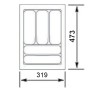 SOTECH Orga-Box I Besteckeinsatz: Draufsicht mit Fachaufteilung und Maßen 319x473 mm für Schubladen.
