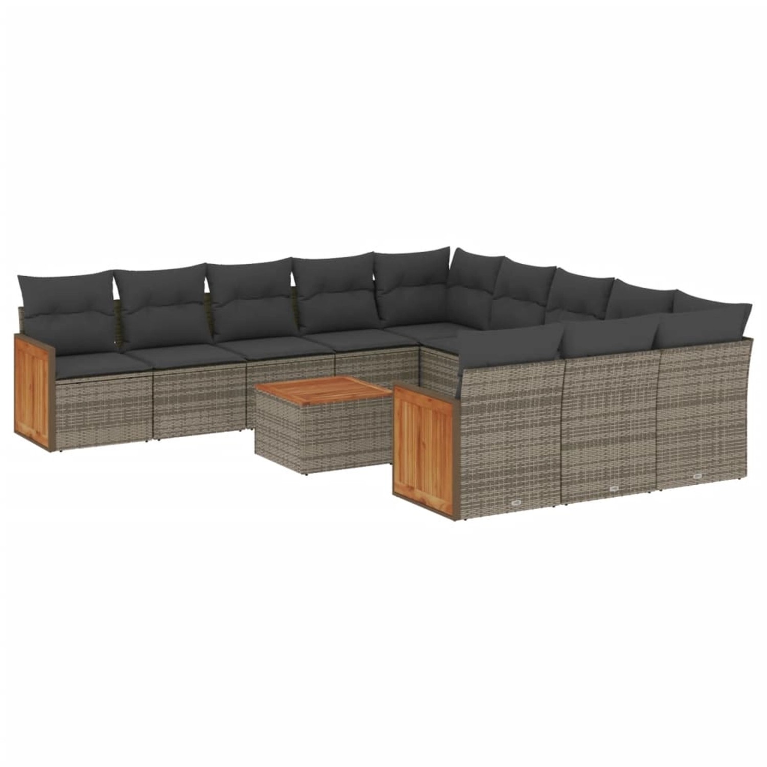 vidaXL 12-Tlg Garten-Sofagarnitur mit Kissen Grau Poly Rattan 3228118 günstig online kaufen
