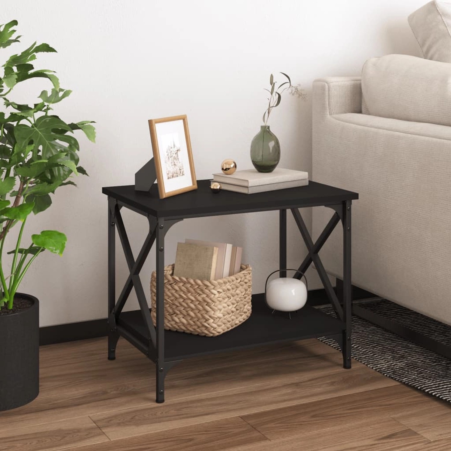 vidaXL Beistelltisch Schwarz 55x38x45 cm Holzwerkstoff Modell 1 günstig online kaufen
