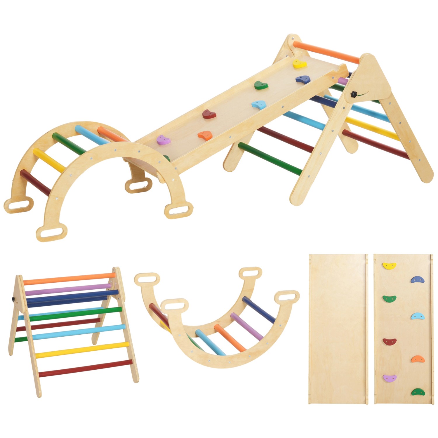 AIYAPLAY 5 in 1 Klettergerüst Set mit Rutsche Kletterdreieck für Kinder günstig online kaufen