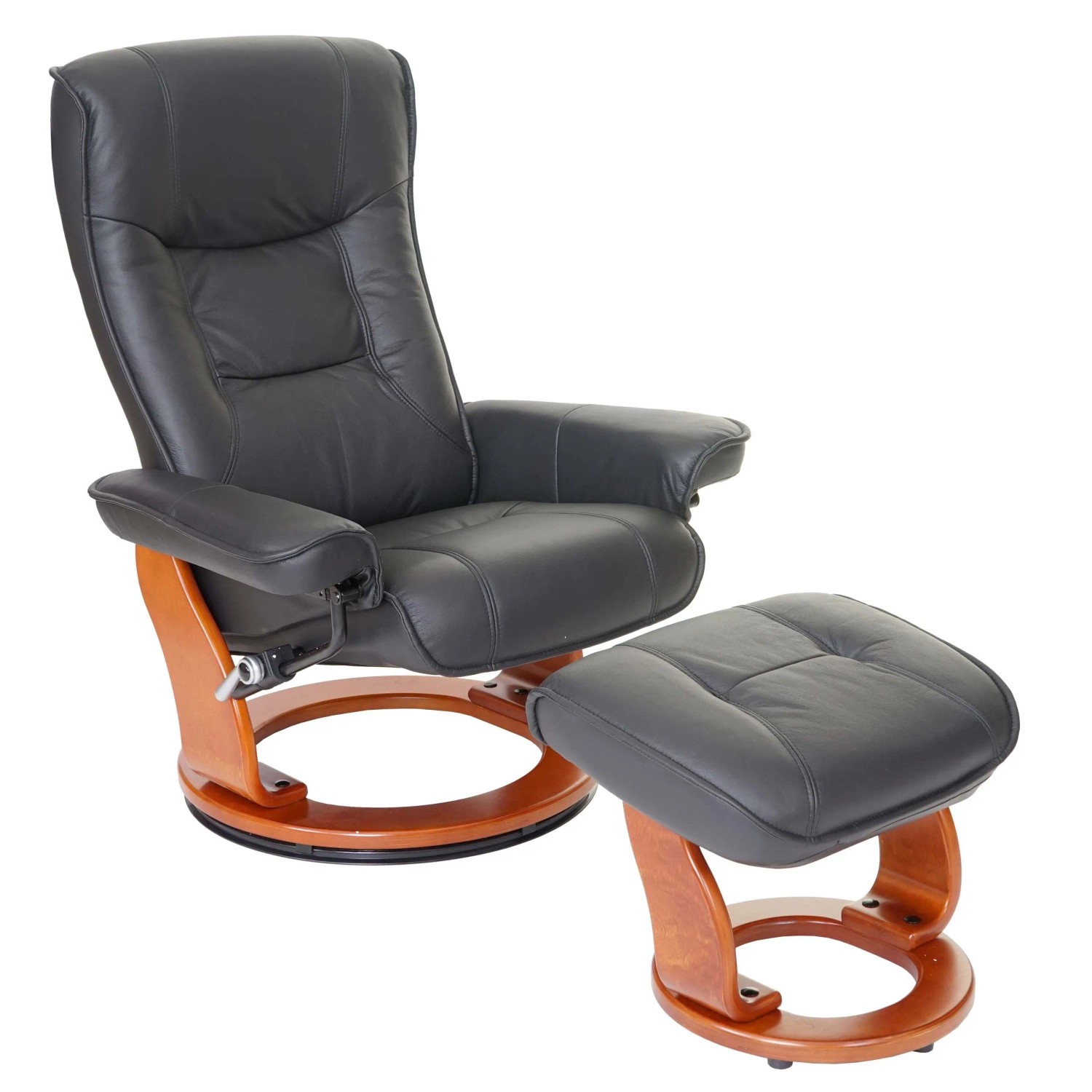 MCA Relaxsessel Hamilton Echtleder 130kg Belastbar Schwarz Honigfarben