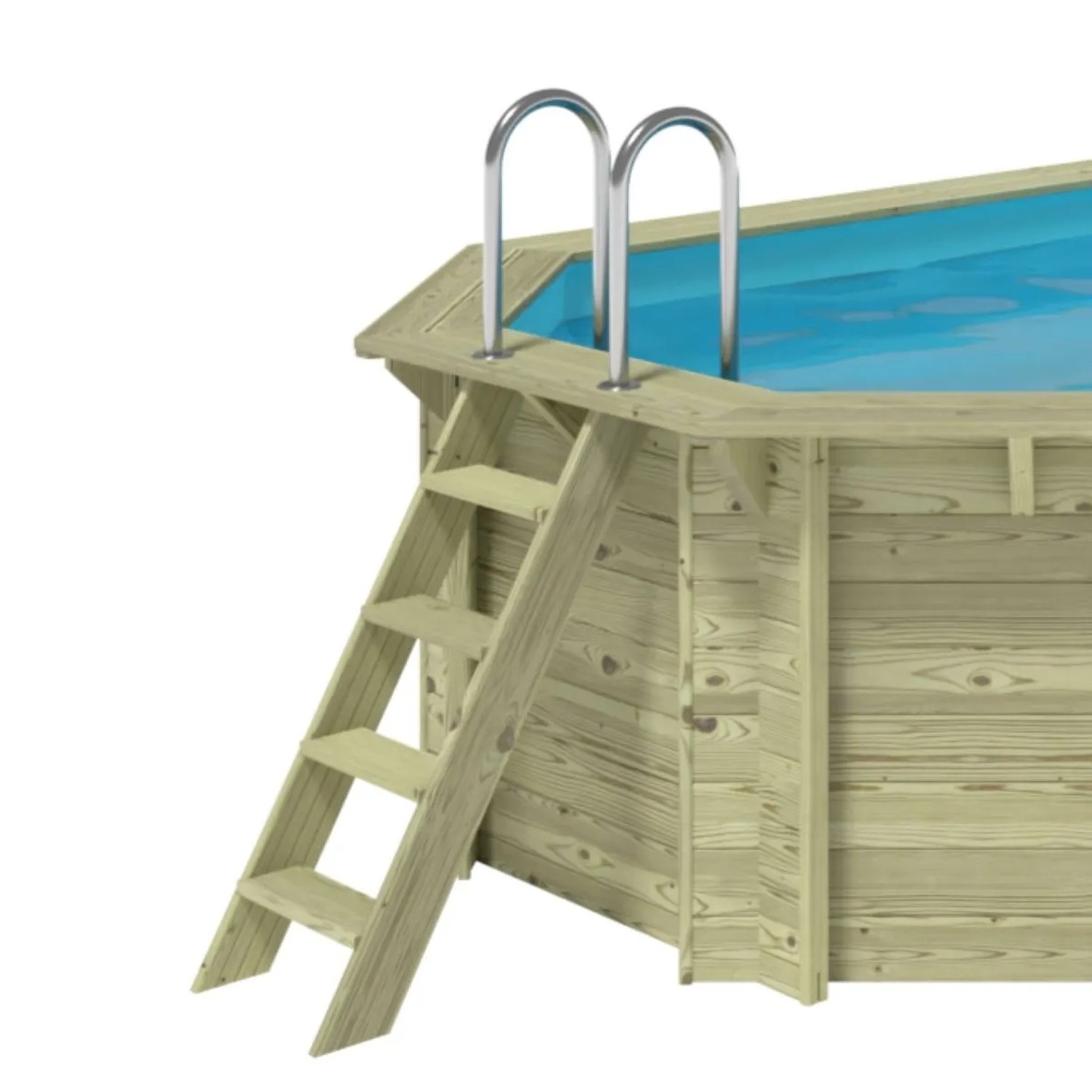 ALTANKA Holzpool Nemo 7,3x3,97 Höhe 1,45 m GRAU mit Liegefläche mit am Beton Verschraubten Stützen BAS7305OSPL2+PLA305_9