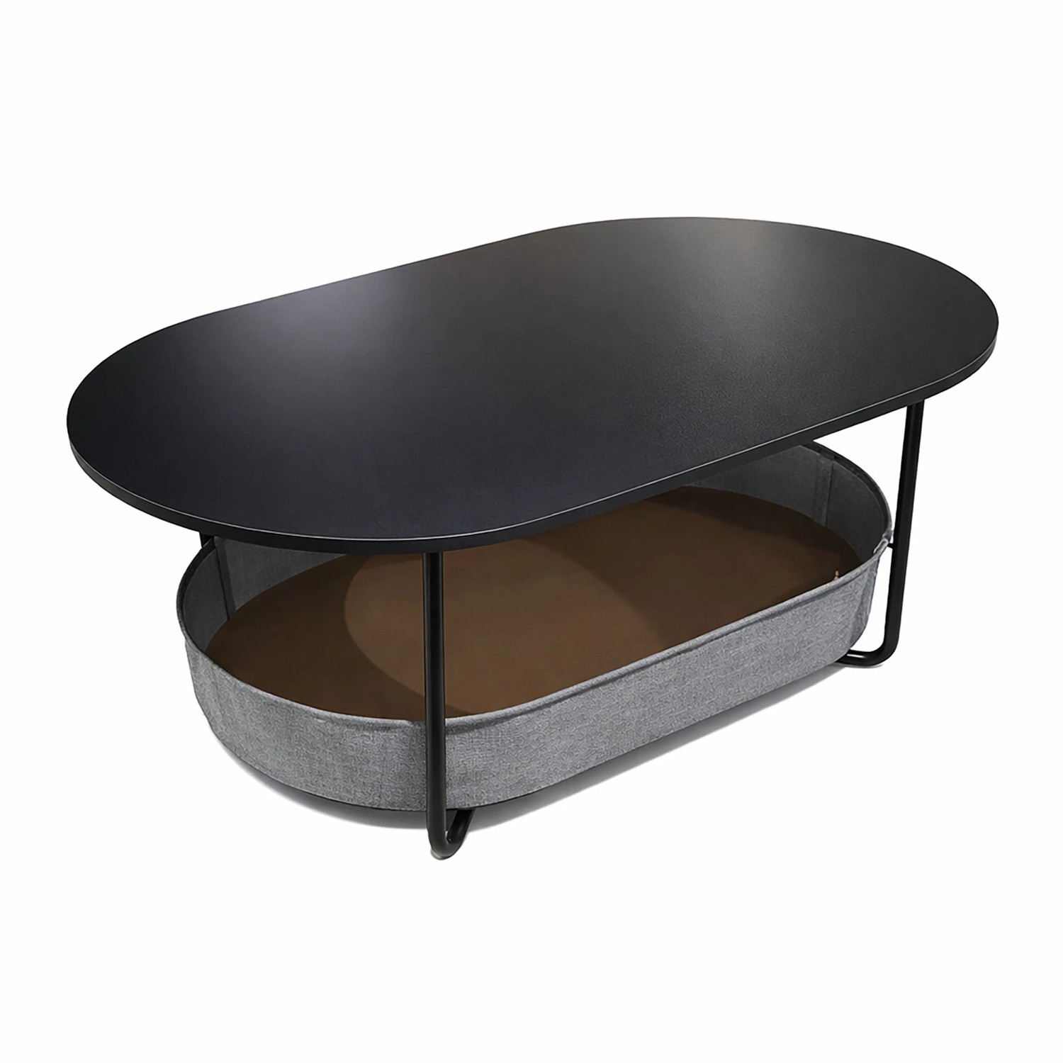 Relaxdays Couchtisch MDF Metall Schwarz Dunkelgrau Mit Stauraum 55 cm x 100 cm x 45 cm