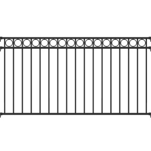 Schwarzes Metall Zaunfeld Circle, 100x200 cm, mit Kreisornamenten für Gartenzäune.