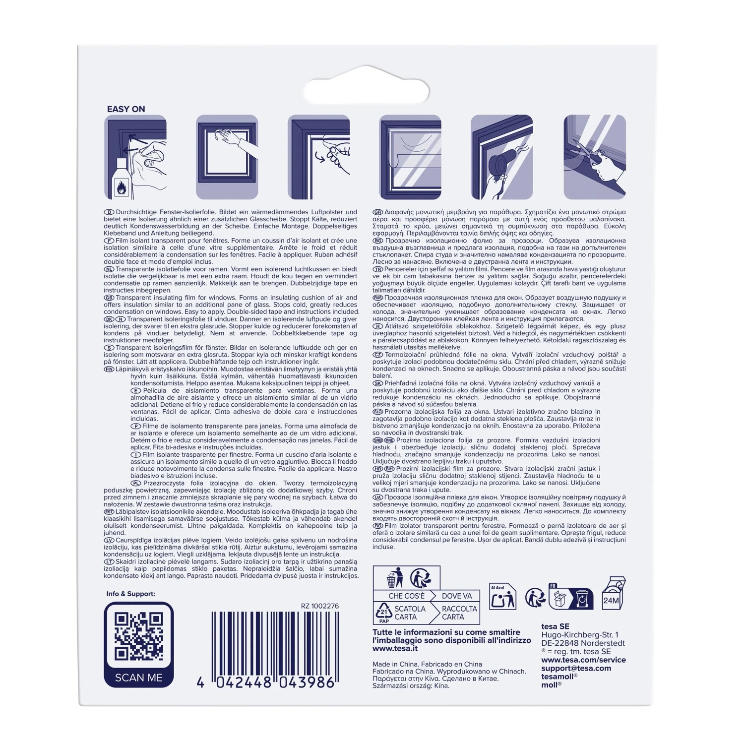 Tesamoll Thermo Cover Fensterisolierfolie 4m, transparente Folie zur Fensterisolierung.