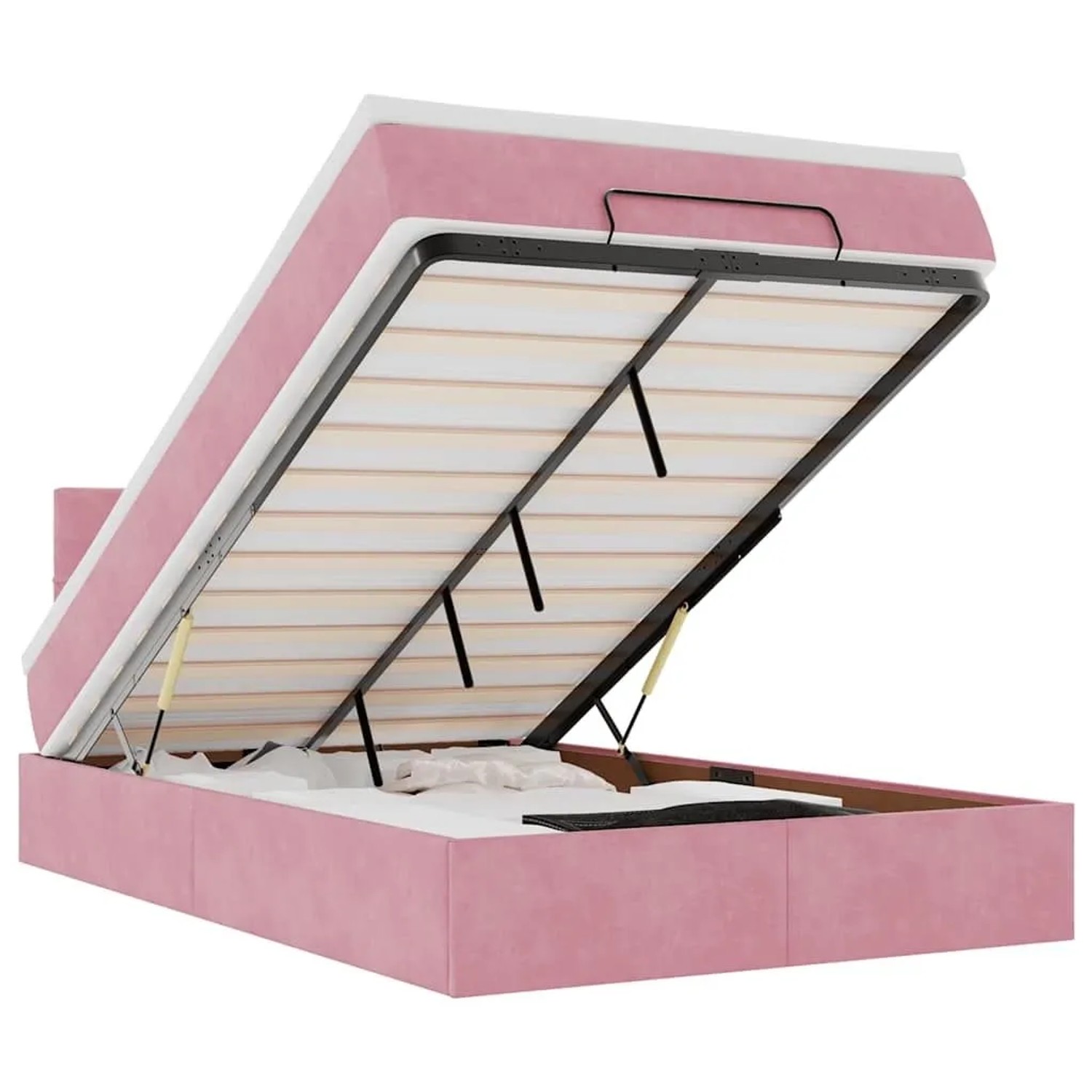 vidaXL Ottoman-Bett mit Matratze & LEDs Rosa 120x200 cm Samt 3312619