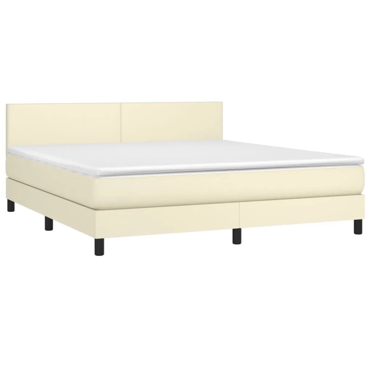 vidaXL Boxspringbett mit Matratze Creme 180x200 cm Kunstleder 3141019