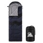 Dunkelblauer ECD Germany Schlafsack mit Packsack für Camping & Outdoor.
