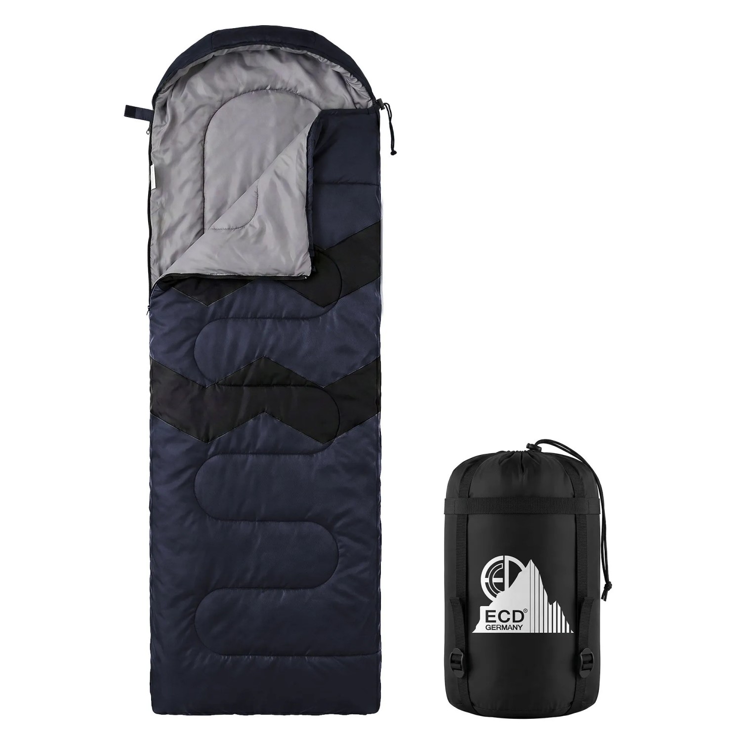 ECD Germany Schlafsack Outdoor für Camping Dunkelblau 210 x 72 cm