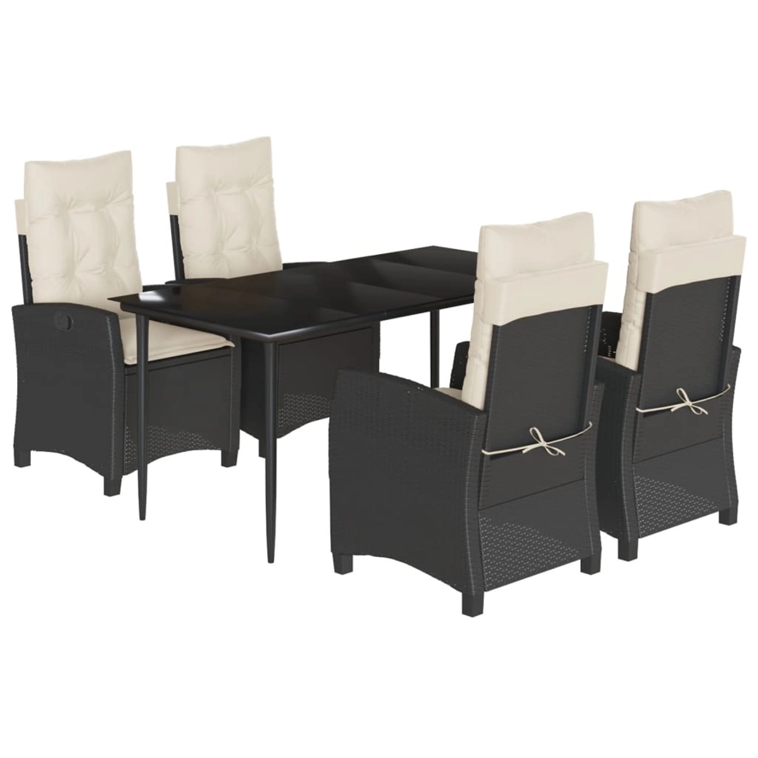 vidaXL 5-Tlg Garten-Essgruppe mit Kissen Schwarz Poly Rattan 3212726 günstig online kaufen