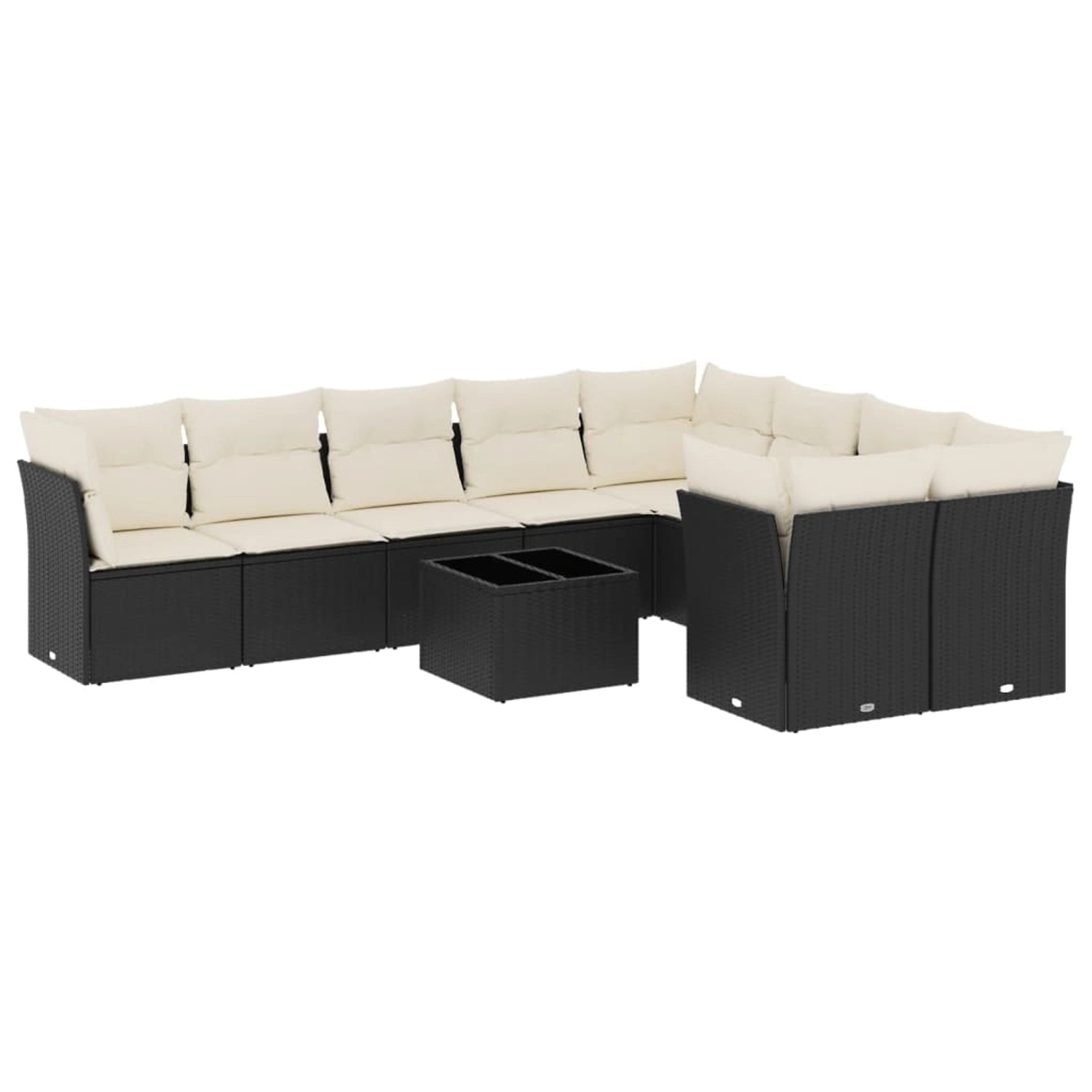 vidaXL 10-Tlg Garten-Sofagarnitur mit Kissen Schwarz Poly Rattan 3218176 günstig online kaufen