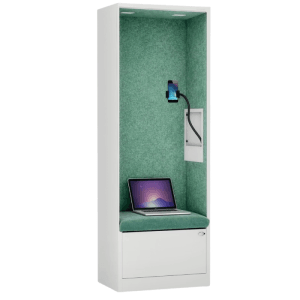 DELUKE Akustikkabine mit Schalldämmung TAGO 185x60x40cm Weiß-Grün Telefonkabine Meetingbox Telefonbox Akustikbox Bürokabine