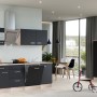 Flex-Well Exclusiv Küchenzeile Lara, 360 cm, Anthrazit/San Remo Eiche, mit E-Geräten.