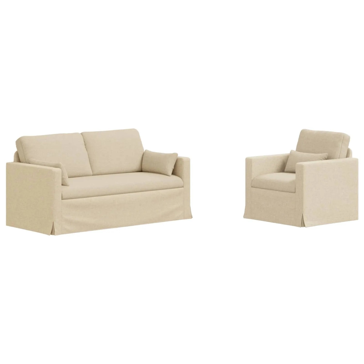 vidaXL Sofa 2-Tlg Creme 158 x 78 x 80 cm Stoff 3407542