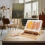 ECD Germany Tischstaffelei aus Holz mit Schublade und Palette für Bastelfarben.