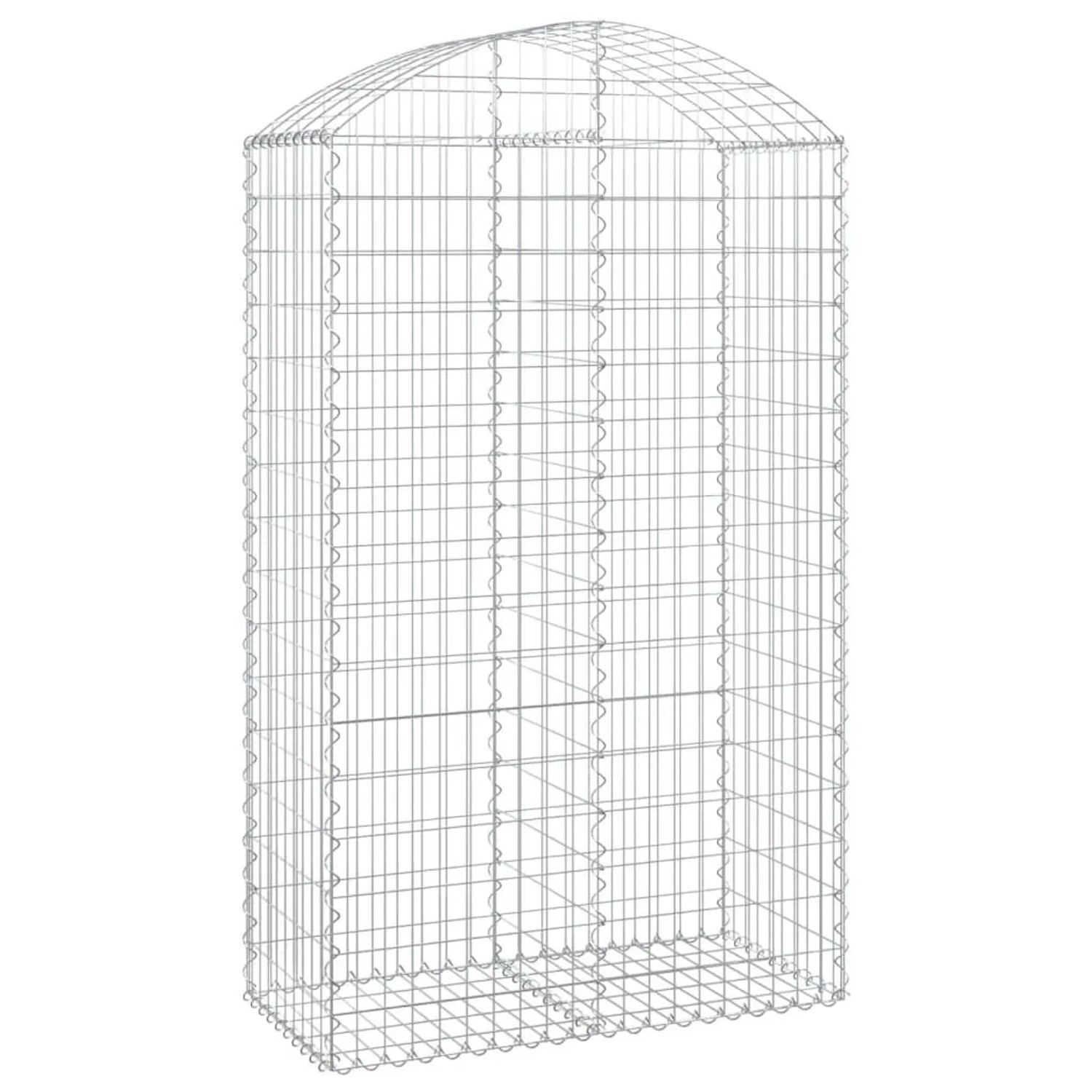 vidaXL Gabione mit Hochbogen 100x50x160/180 cm Verzinktes Eisen 153438
